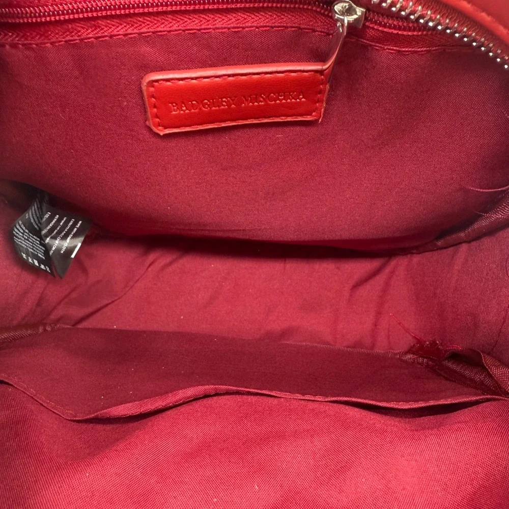 Badgley Mischka‎ Red Mini Studded Vegan Leather Backpack $99 NWT